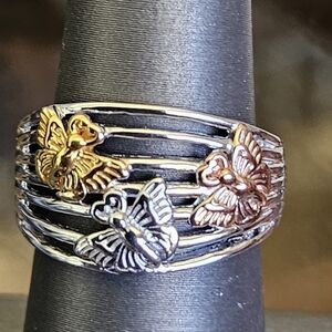 D'Joy Butterfly Ring 925 Silver With 18kt Gold YRG Vermeil NEW